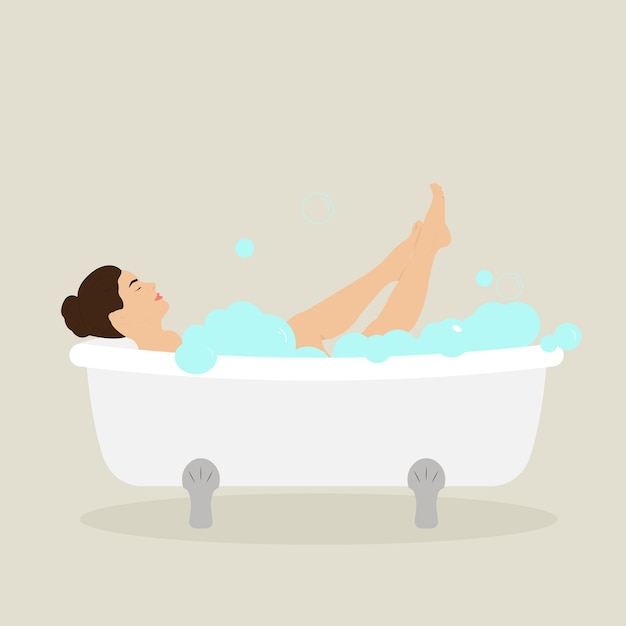 La ragazza sta facendo un bagno con la schiuma
