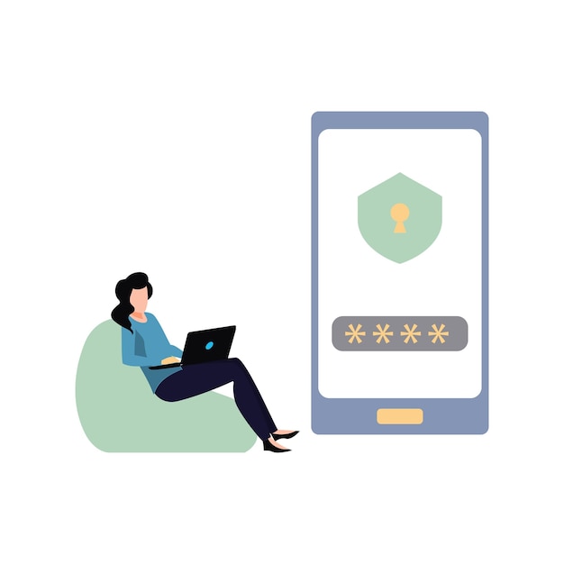 La ragazza sta lavorando alla sicurezza mobile