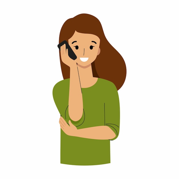 La ragazza sta parlando al telefono. Una donna con uno smartphone.