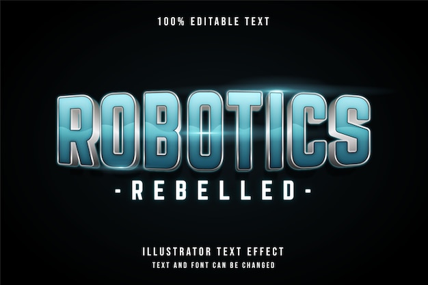 La robotica si è ribellata, 3d modificabile effetto testo blu gradazione neon ombra testo stile