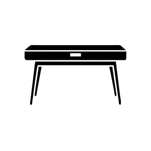 La scrivania nera minimalista mostra linee eleganti e forma moderna con uno sfondo trasparente