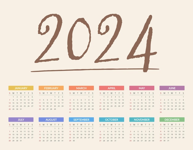La settimana del calendario 2024 inizia l'illustrazione vettoriale eps10 di domenica