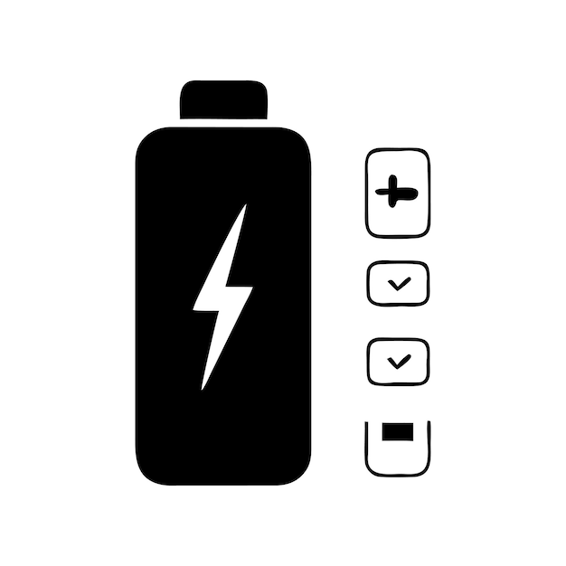 la silhouette della batteria di ricarica illustrator art