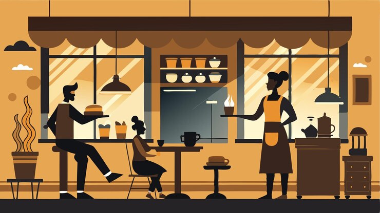 Vettore la silhouette tranquilla di un accogliente caffè con birre aromatiche