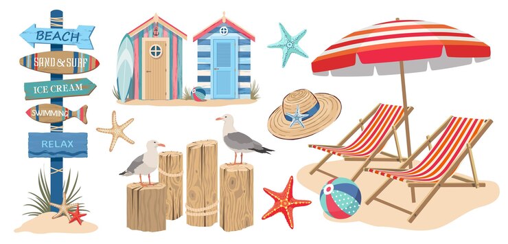 Vettore la spiaggia è l'estate