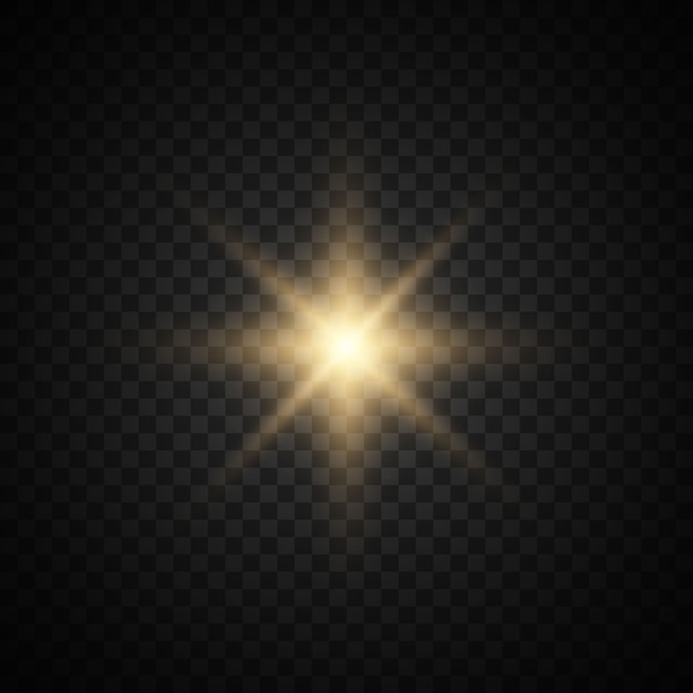 La stella è scoppiata di scintillii. Stella luminosa glitter oro.