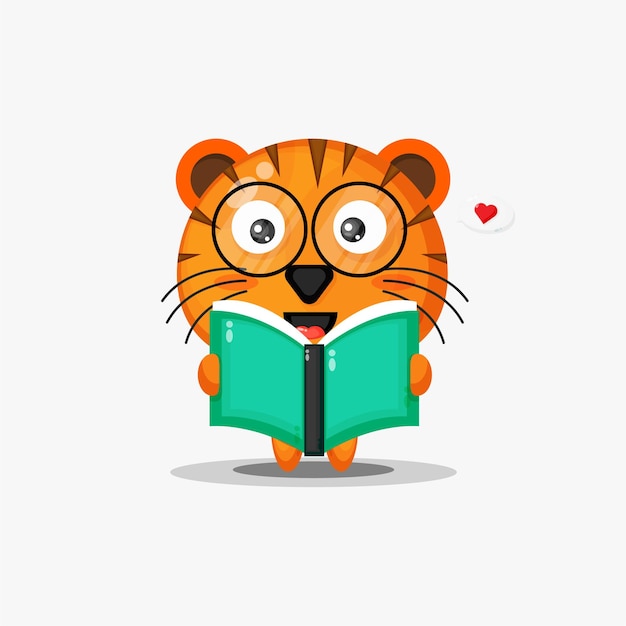 La tigre sveglia sta leggendo un libro