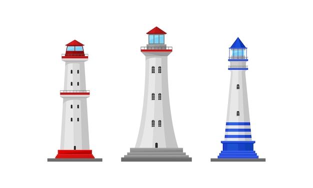 La torre del faro serve come aiuto alla navigazione su un set di vettori marittimi