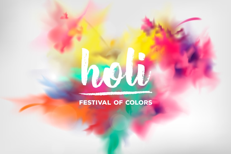 Vettore la tradizionale festa holi dell'esplosione realistica