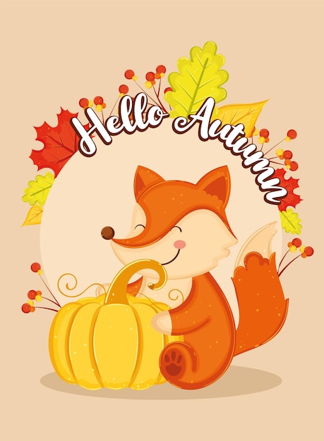 La volpe affascinante con la zucca in autunno Vibes Vector Final