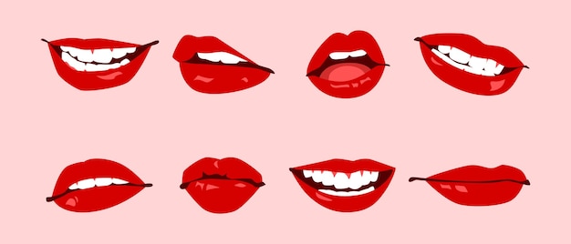 labbra rosse con uno sfondo rosa