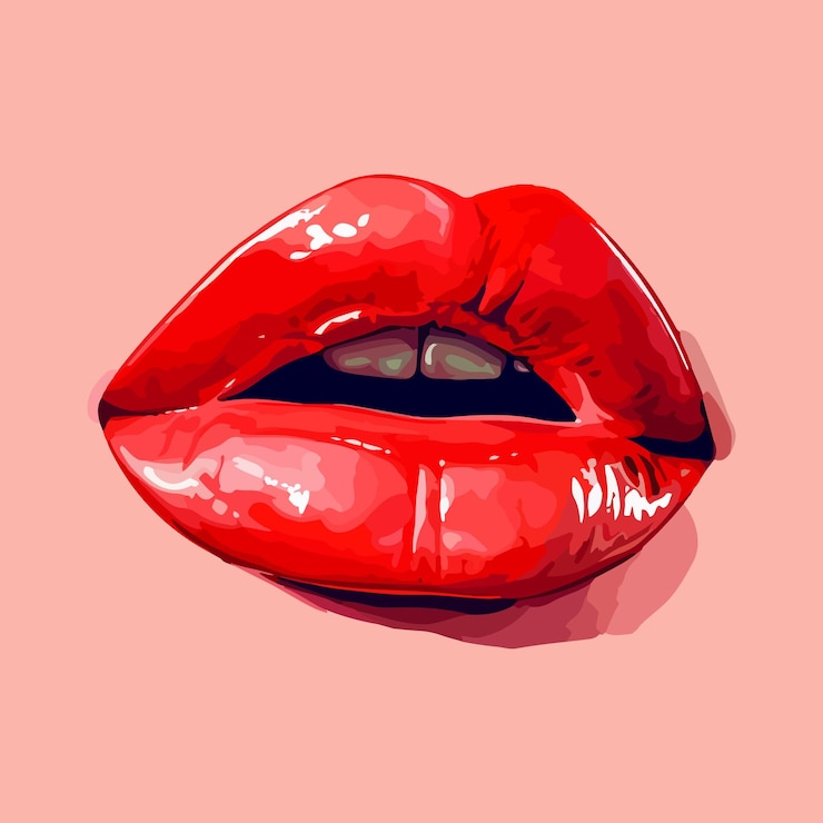 Vettore labbra rosse piatte femminili icona primo piano donna vettore mondo bacio giorno