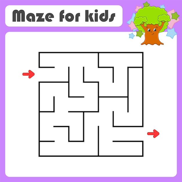 Labirinto astratto Gioco per bambini Puzzle per bambini in stile cartone animato Enigma labirinto Illustrazione vettoriale a colori