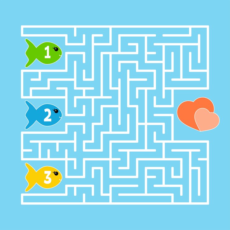 Labirinto astratto. Gioco per bambini. Puzzle per bambini. Stile cartone animato.