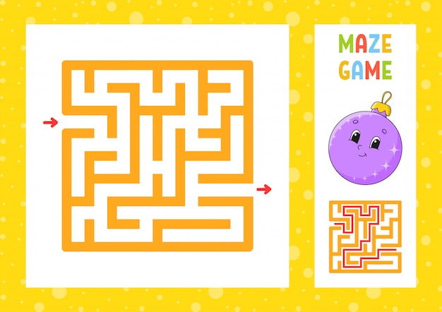 Labirinto divertente Gioco per bambini. Puzzle per bambini. Carattere felice. Labirinto enigma.