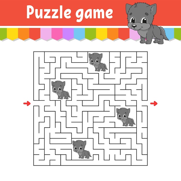 Labirinto quadrato Gioco per bambini Puzzle per bambini Enigma del labirinto