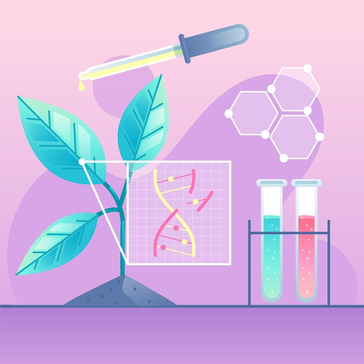 Vettore laboratorio di biotecnologia gradiente illustrato