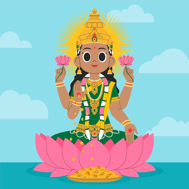 Lakshmi dio indù disegno di illustrazione