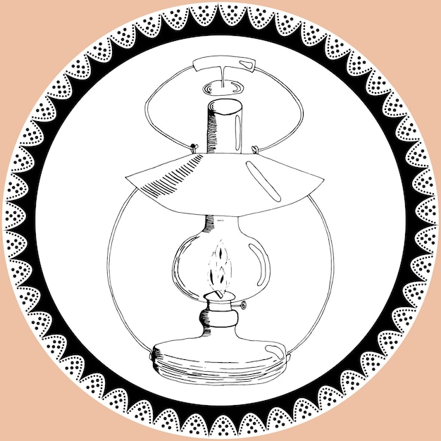 Lampada a cherosene lanterna Doodle in stile vintage con pizzo nei colori bianco e nero