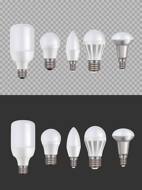 Lampade led, lampadine fluorescenti 3d set