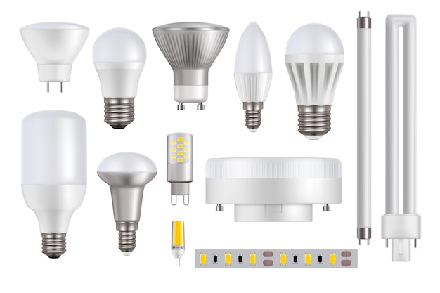 Lampadine LED isolati su sfondo bianco