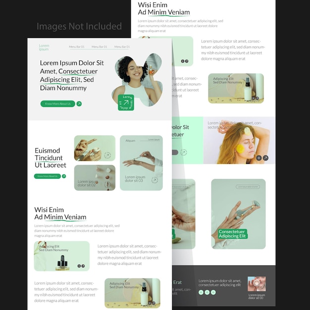 Landing page wireframe per il modello di newsletter di posta elettronica Design moderno e reattivo piatto Header Service