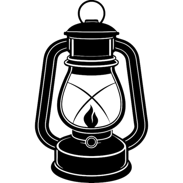 Lanterna al cherosene Silhouette della lampada a cherosene Illustrazione della lampada Vector Hariken