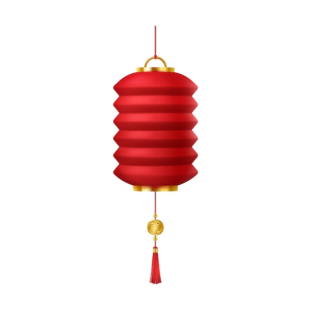 Lanterna di carta asiatica con moneta d'oro e illustrazione di tassel
