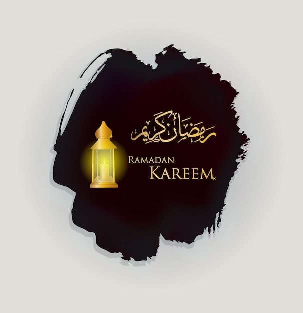 Lanterna fanale d'oro per sfondo ramadan kareem con testo di calligrafia araba