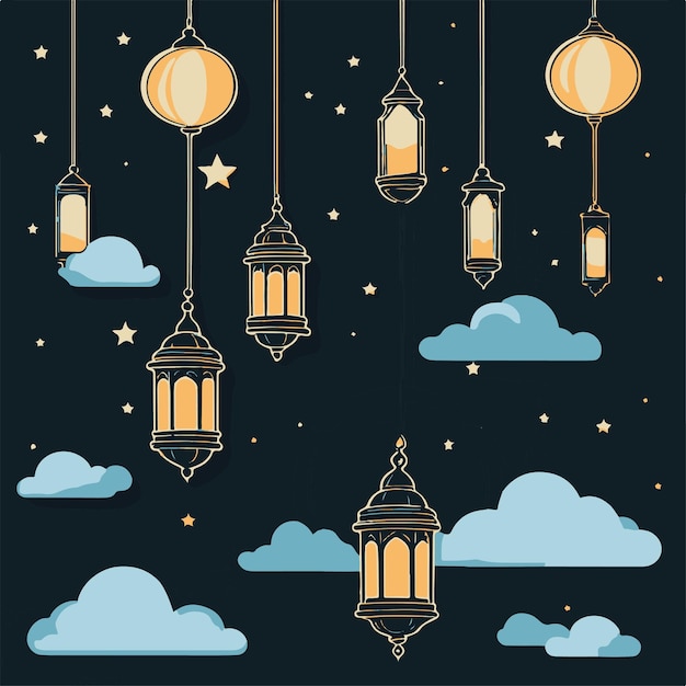 Lanterne per l'illustrazione vettoriale del Ramadan