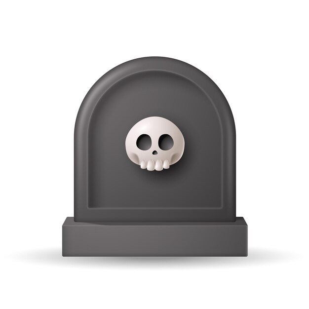 Lapide Illustrazione 3D della lapide di Halloween isolata su sfondo bianco