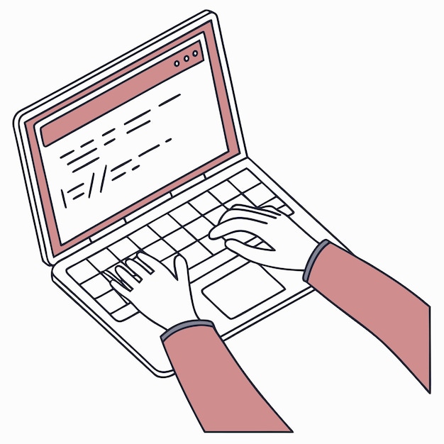 Laptop che scrive con le mani sulla tastiera