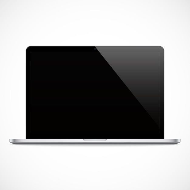 laptop colore nero con touch screen vuoto isolato sullo sfondo grigio