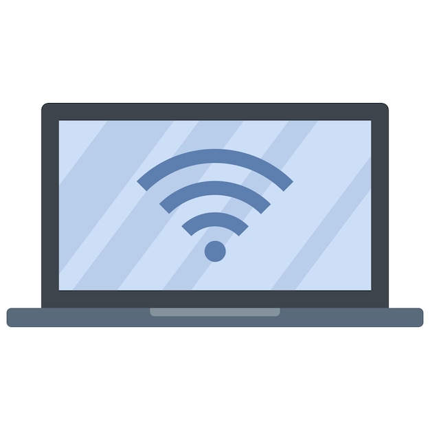 Laptop con vettore di icona WIFI isolato su sfondo bianco