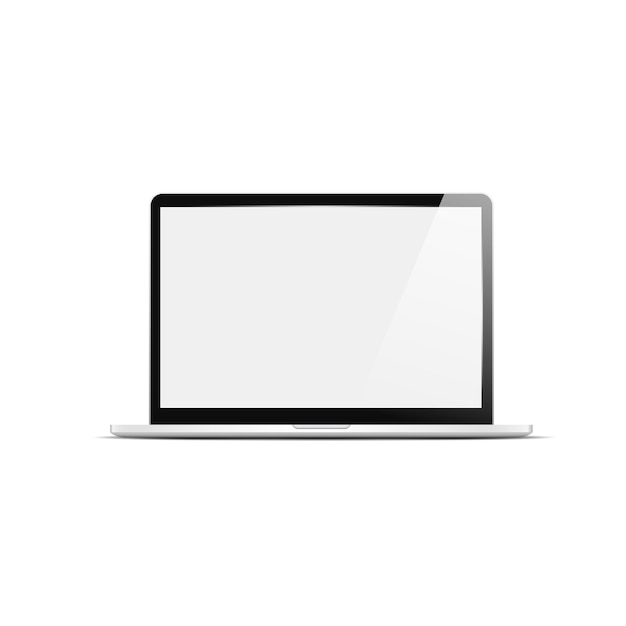 Laptop su sfondo bianco in stile realistico