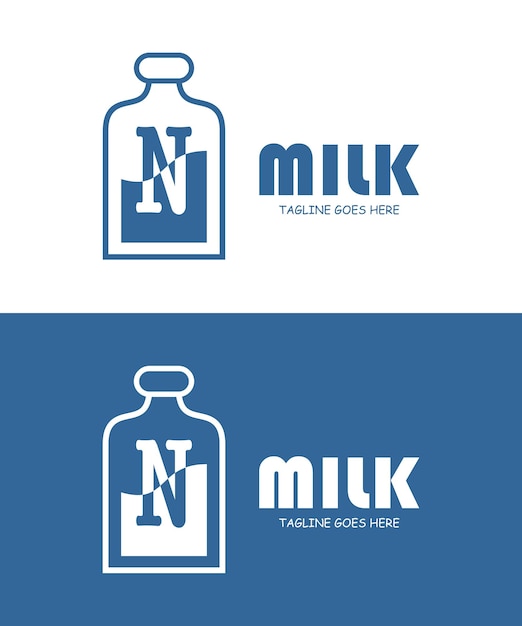 Latte con lettera N Logo Design
