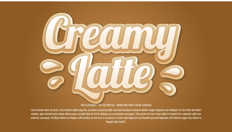 Vettore latte cremoso effetto testo modificabile