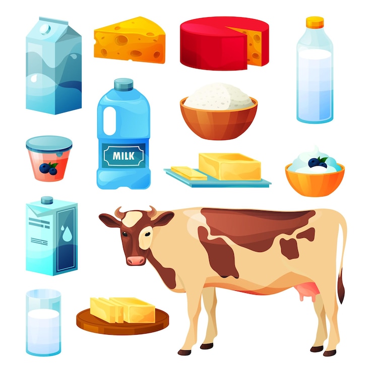 Vettore latte e prodotti alimentari aziendali
