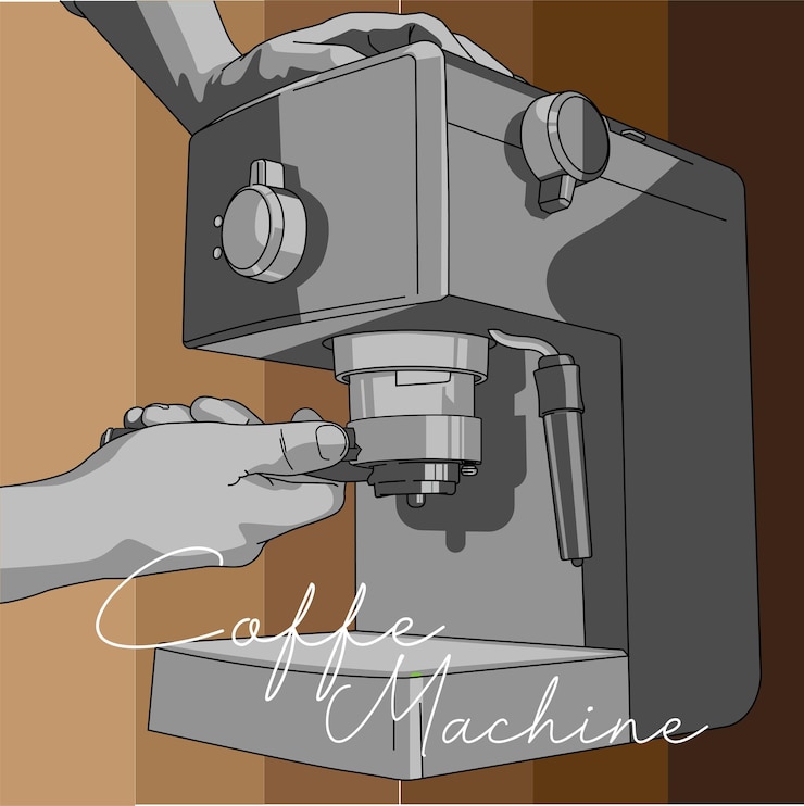 Vettore latte macchina da caffè barista hot hand man day