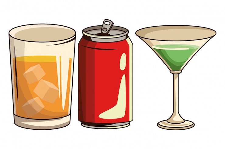 Vettore lattina di soda e cocktail