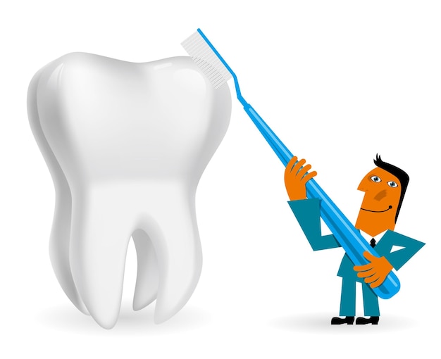 Lavati i denti. Isolato su sfondo bianco.