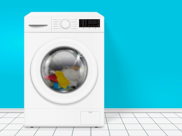 Lavatrice con vestiti colorati