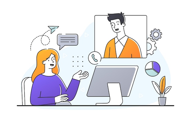 Lavorare in ufficio concetto donna d'affari professionale seduta sul posto di lavoro e che lavora al computer