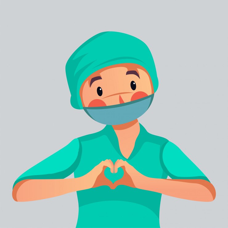 Vettore lavoratore medico che fa l'illustrazione del segno di amore