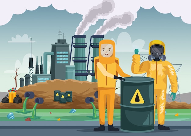 Lavoratori con seme industriale e canna nucleare