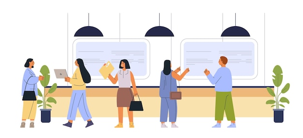 Lavoratori d'ufficio che collaborano in uno spazio di lavoro moderno individui diversi che interagiscono con documenti e
