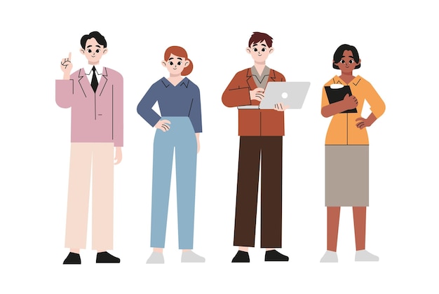Lavoro di squadra multietnico della gente di affari. Personaggio dei cartoni animati di illustrazione vettoriale.