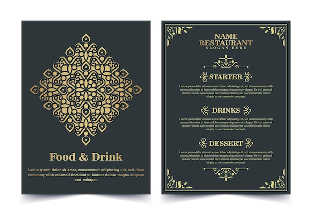 Layout del menu di lusso con elementi ornamentali