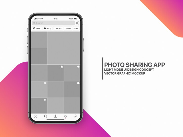 Layout del modello UX dell'interfaccia utente del social media mockup