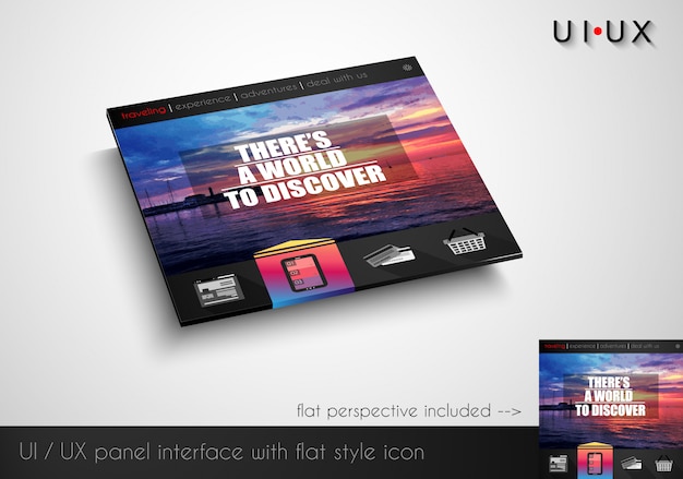 Layout del pannello webite moderno stile piano con icone